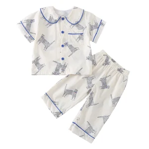 Kid’s Nightwear Soft Short Sleeve Summer Two Piece Outfit Boys Clothing Sleepwear Girls Kids Customized Pajamas Cartoon
