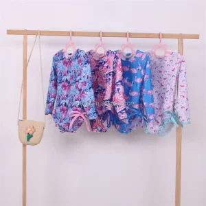 Kids One Piece Custom Print Baby Girls Ruffle Swimwear