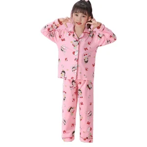 Kids Pajamas Set Cute Cartoon Girl Design Breathable Home Clothing for Child’s Night Sleepwear