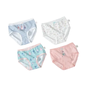 Kids Panties for Girl Underwear OEM ODM 4pcs Kids Cotton Breathable Underwear Triangle Teen Girls