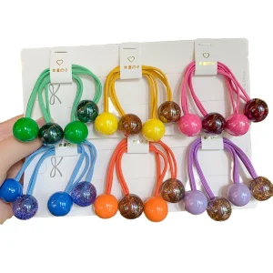 Kids Plastic Resin Big Bead Hair Balls Ponytail Tie Accessories for Little Girls