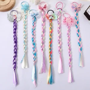 Kids’ Rainbow Color Pigtails Hair Extension Wig