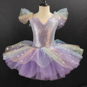 Kids Sequined Ballet Tutu for Child Kids Tulle Ballerina Party Dance Costumes Ballet for Girls Birthday Performance