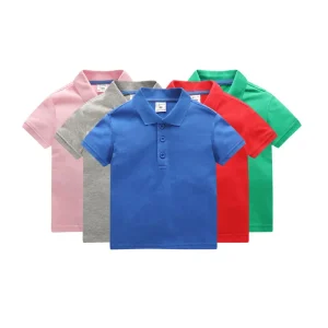Kids Short Sleeve Polo Shirts 100% Cotton Garment Dyed Anti shrink Breathable Normcore Minimalist Boys Girls Toddler Children