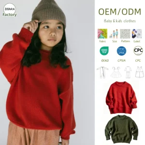 Kids Solid Color Sweater Casual Loose Fit Crew Neck Knitwear for Toddler Boys Girls Loose Knit Pullover Casual Wear