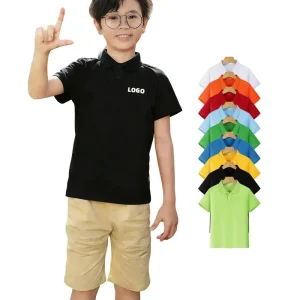 Kids Solid Polo Shirts Oem logo Printed Lapel t Shirt Baby Boys Girls Children’s Blank Plain Custom Polo t Shirts