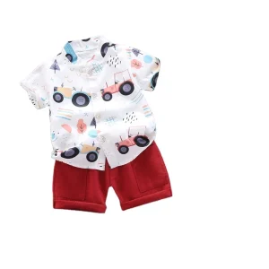 Kids Street Wear 2pcs Baby Boys Clothing Sets Color Block Boy T Shirt and Shorts for Summer