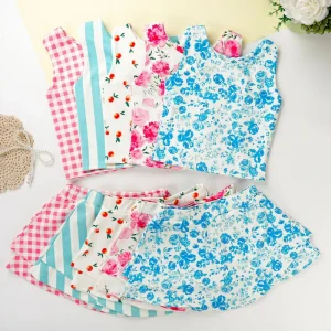 Kids Summer Girls Clothing Sleeveless Tank Tops Skirt Set Colorful Girls Clothes 2 Pcs Outfits