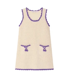 Kids Summer Sleeveless Pullover Knit Cotton Sweater with Lace Trim Dress Girls Clothes