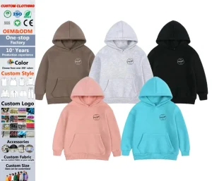 Kids Sweatshirt 100% Cotton Fleece Children’s Hoodies Custom Logo Blank Fleece Boys Hoodie Printing Logo