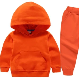 Kids Sweatshirt Sets Custom Toddler Baby Boys Girls Solid Color Clothing Tracksuit Child Jogging Hoodie Suit