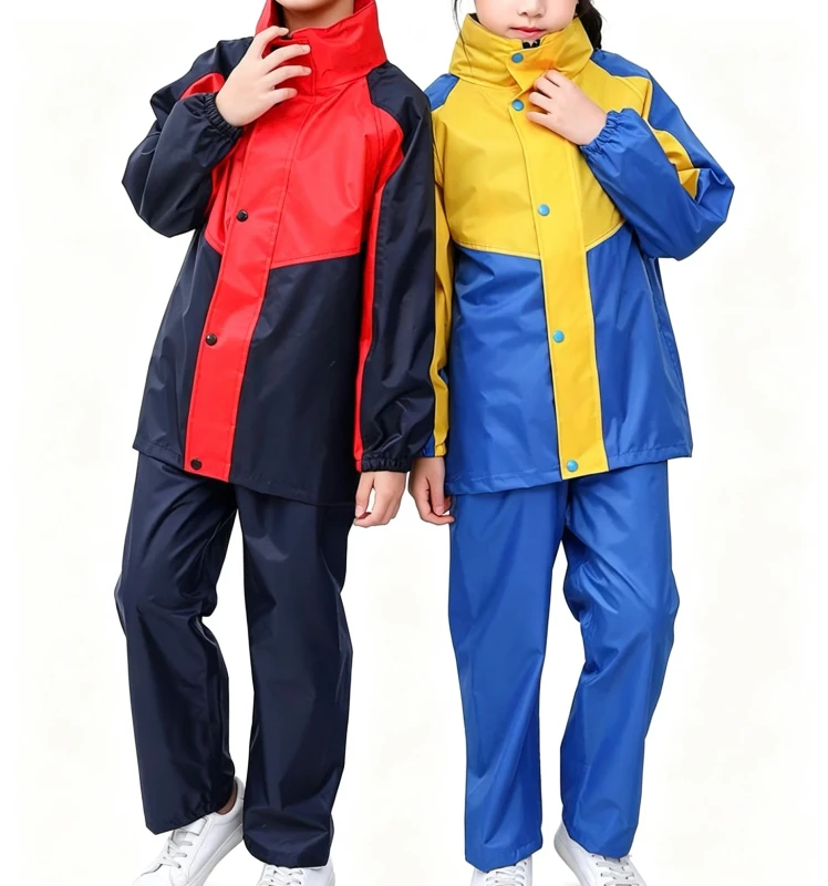 Kids Waterproof Raincoat Set 2Pcs Oxford Cloth Rain Suit for Outdoor Play Waterproof Jacket Rain Gear