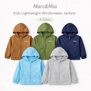 Kids Windbreaker Jacket Custom Logo Hooded Lightweight Waterproof Coat for Toddler Boys Girls OEM Children Outerwear