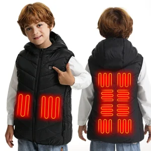 Kids Winter Heated Vest Windproof Lightweight Jacket with 3 Heating Levels for Boys Girls Winter Gift