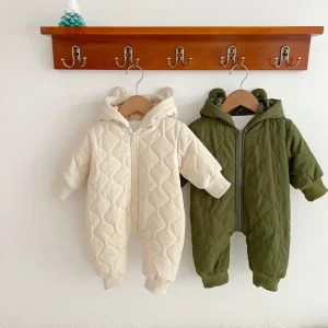Kids Winter Thick Coats Warm Cashmere Jumpsuit Romper for Girls Hooded Jacket Children Clothes Toddler Overcoat