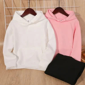 Kid’s and Boys Solid Color Hoodie Cotton Sports Fitness Sweatshirts Fashionable Casual Multi Color Pullovers Unisex Hoodies 686