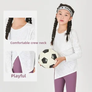 Kidsren’s Lightweight Loose Casual Blouse Quick Drying Long Sleeved T-Shirt Breathable Yoga & Fitness Top for Girls