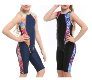 Knee Length One Piece Young Little Girls Bikini Swimsuits Teen Swimwear Swimsuits for Girls 7-16