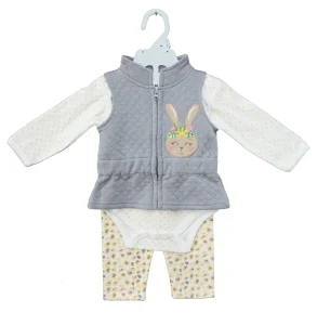 Knitted Baby Clothing Sets Outside Jacket with Zipper Sleepwear Girls Pants 3 Pcs Set
