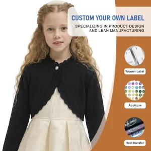 Knitted Cardigan Kids Girls Solid Color Collar Long Sleeve Outwear Casual Tops Children Girl Spring Coats