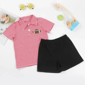 Knitted Cotton Baby Boys Shirt Summer T-Shirts Stripe Collar Short Sleeve Tops Customized Kids Clothes Boy Polo Shirts