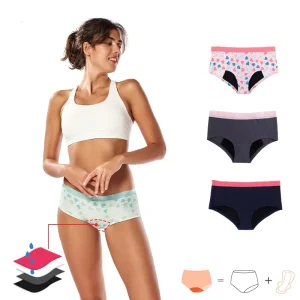 Knitted Cotton Teen Girls Menstrual Panty Leak Proof Underwear for Period Comfortable Culotte Panty for Adolescents