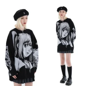 Knitted Harajuku Winter Oversized Girls’ Sweaters Japanese Cartoon Anime Streetwear