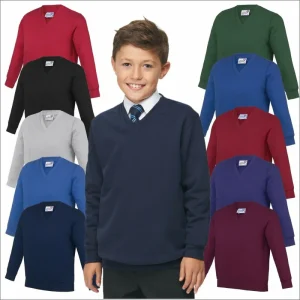 Knitted Sweater School Uniforms Kids Academy V-Neck Sweatshirt Soft Cotton Jersey Boys Girls School Jumper
