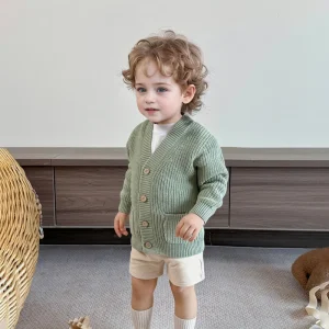 Knitwear Sweaters Baby Clothes Supplier Organic Baby Winter Warm Boys Girls Cardigan Sweaters