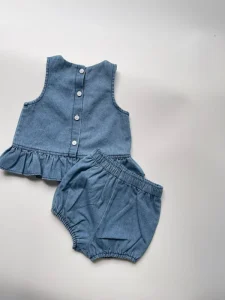 Korean Style Baby Girl Embroidered O Neck Collar Vest & Shorts Set Summer Casual Fashion Breathable Two Piece Outfit