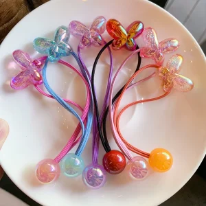 Korean Style High Elasticity Kids Bubble Butterfly Hair Band Tie
