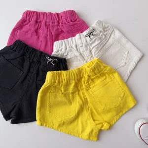 Korean Style Summer Children Outwear Solid Color Sweet Kids Girls’ Shorts