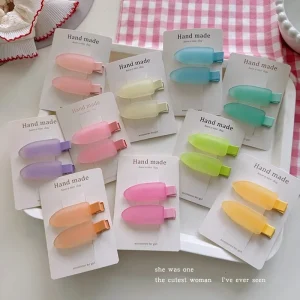 Korean Summer Hair Clips Sweet Jelly Color Duckbill Clip Seamless Side Bangs Baby Hair Accessories for Girl Customized logo