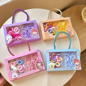 Korean Version Children’s Cute Sweet High Elasticity Hair Loop Accessory Set Without Damaging Hair