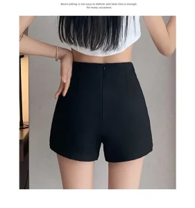L0022 Black Shorts Women Spring Summer High Waisted Slimming Girls Wearing Suits Hot Pants