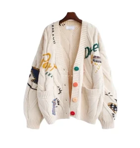 LOGO Sweater Women Jacquard Design Knitwear Knitted Winter Cardigan Sweater