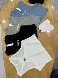 Ladies Custom Yoga Vest Sports Bra Plus Size High Support Bow Collar Short Ribbing Cotton Girls Casual Sportswear