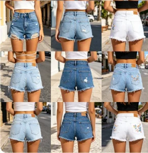 Large Size Women’s Stretch Ripped Denim Jeans Shorts Breathable Vintage Style for Summer Plus Girls Ladies
