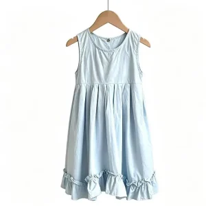 Latest Fashion Boutique Frock Design Cotton Dresses for Kids Girls Cute Solid Girl Clothing Cute Dress