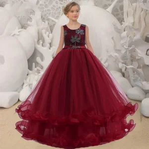 Latest Fashion Dress Design Kids Long Party Wear Girl Dress Ball Gowns for Children LP 76