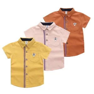 Latest Summer Style Baby Boy Shirt Short Sleeve Cotton Print with Button Pocket Soft Casual Boy’s Clothing