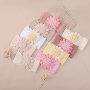 Light Color Jacquard Nylon Baby Headband Sunflower Infant Hairband Kids Hair Accessories
