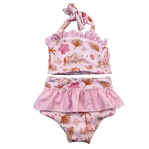 Little Children Pink Beachwear Swimwear for Girls Spandex/Polyester Quick Dry Waterproof Anti-UV