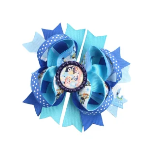 Little Dog Cartoon Character Cute Alloy Rhinestone Party Girls Long Streamer Hair Bow Clips for Kids