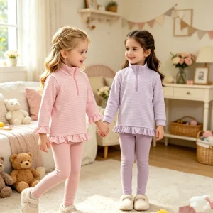 Little Girl Striped Cotton Ruffle Shirts Leggings Set Monogrammed Kids Girl Fall Two Piece Outfit Set Baby Girl Clothes2026