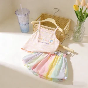 Little Girls Clothing Sets Baby Girls Two Piece Sets Baby Sleeveless Thin Camisole Two Piece Separate Outfit for Toddler Infants