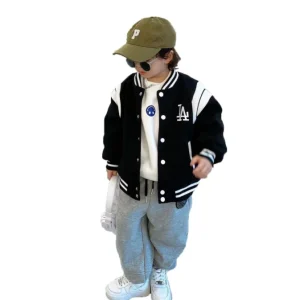 Little Girls Fashionable Clothes Boys Black Jackets Cotton Jacket for Kids