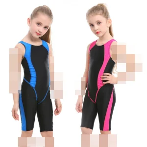 Little Girls Kids 1-PC Knee Length Swim Training Swimsuit