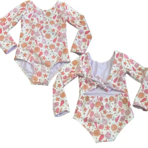 Little Girls Long Sleeve Swimwear One Piece Kid Swimsuit Baby Swimming Suit
