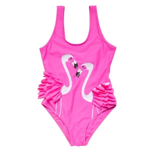 Little Girls Pink Trendy Swimsuit Dress Flamingo Swimsuit